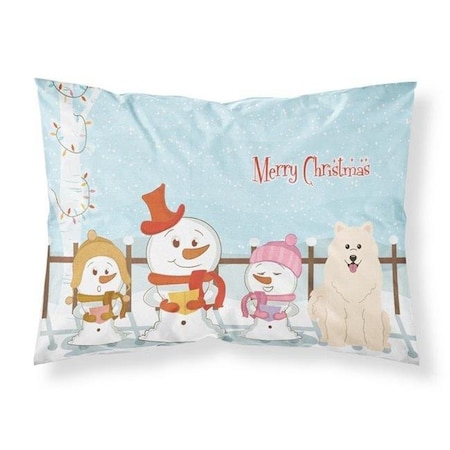 Jensendistributionservices Merry Christmas Carolers Samoyed Fabric Standard Pillowcase; 20.5 x 0.25 x 30 in. MI10797